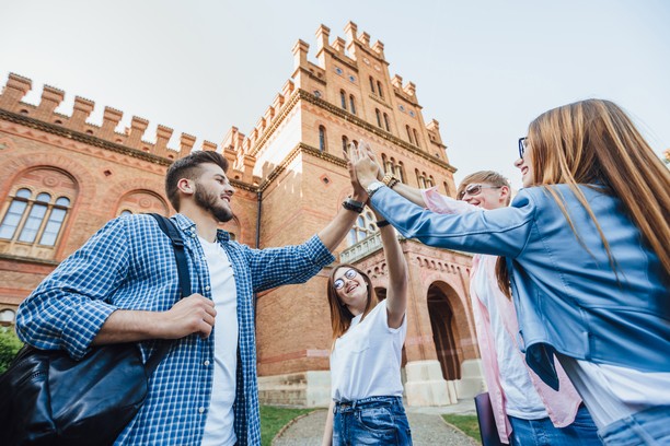 Happy students in Canadian College for PR success
