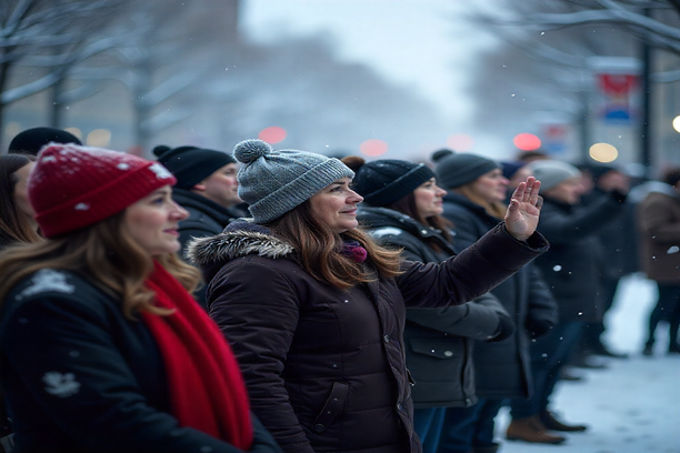 New citizens at Canadian oath ceremony in winter