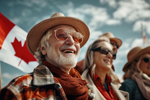 Happy newcomers celebrating Canadian citizenship journey